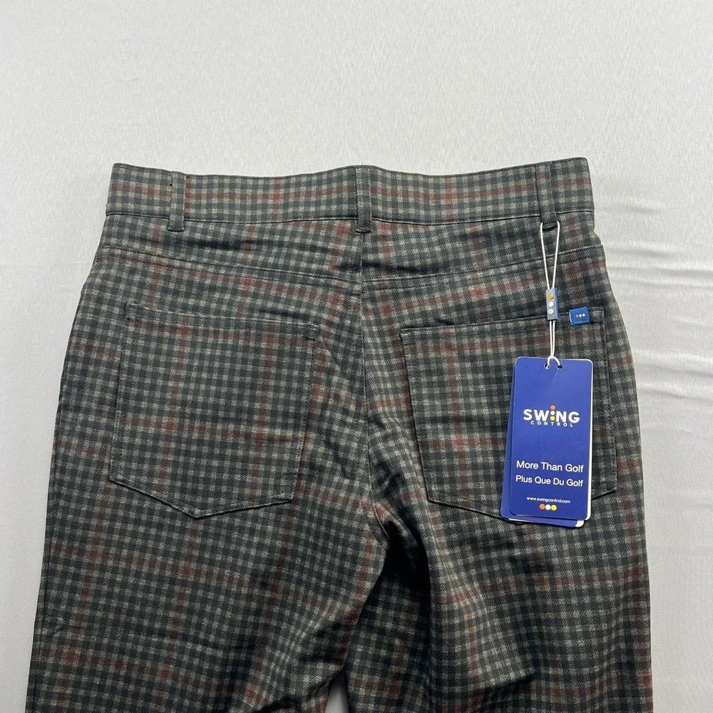 Swing Control Ponte Golf Pants Mens 30x34 Multicolor Edward Plaid Straight Leg